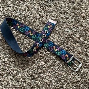 Girls 31 inch back belt & colorful peace symbols
